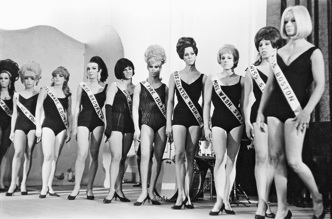 Drag queens compete in the Miss All-America Camp Beauty Pageant at Town Hall, 123 West Forty-Third St., February 20, 1967<br/>